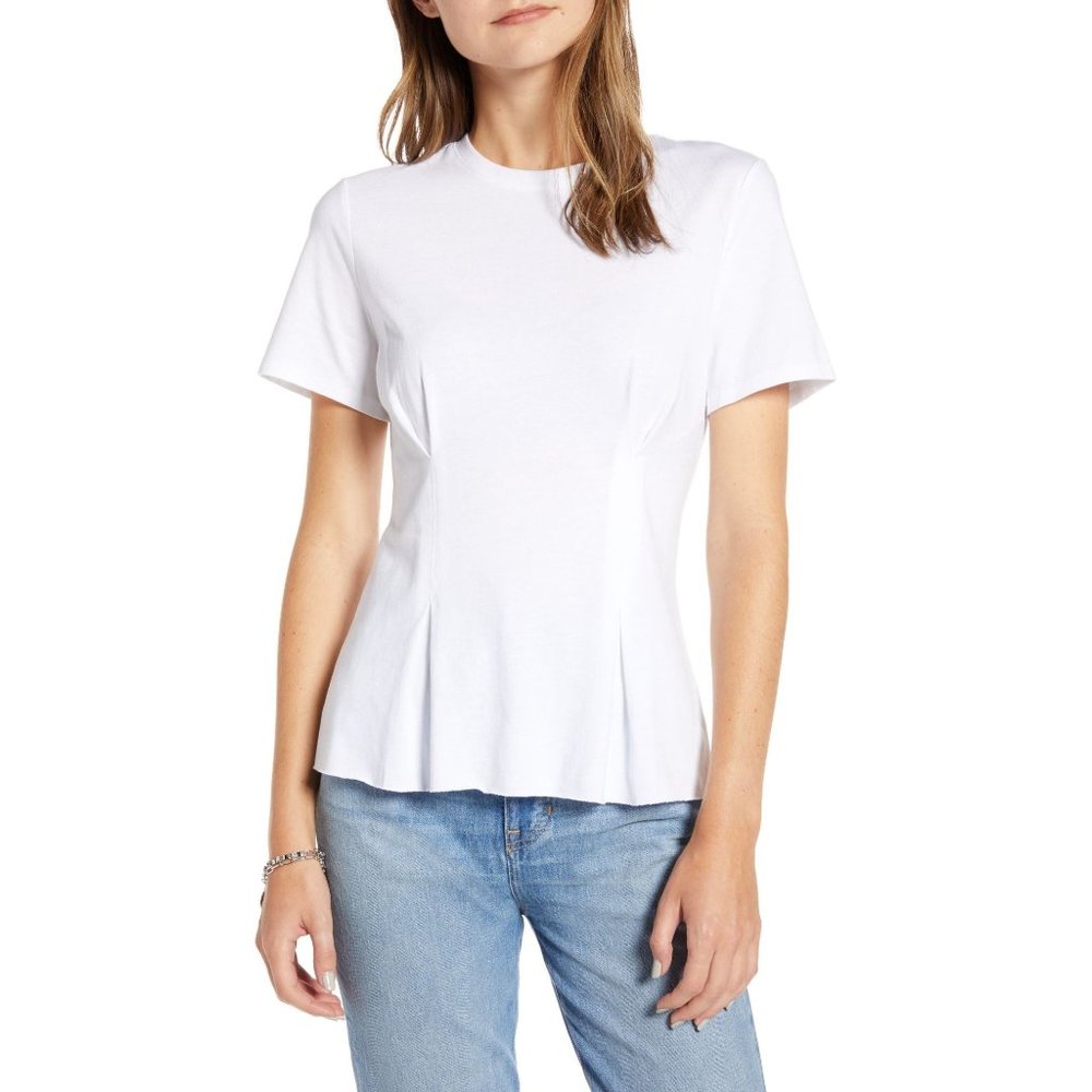Something Navy Corset Detail Peplum Tee Top